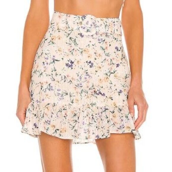 NWT Lovers + Friends | Jill Mini Eyelet Skirt in Peach Ditsy Floral | Size Small - Picture 1 of 10